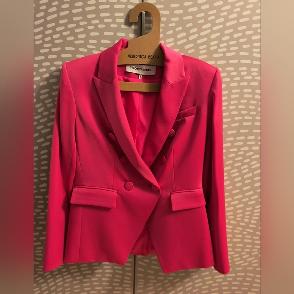 Veronica Beard Miller Deckay Satin Jacket Hibiscus US 6 No Size Tag SAMPLE - Picture 6 of 11